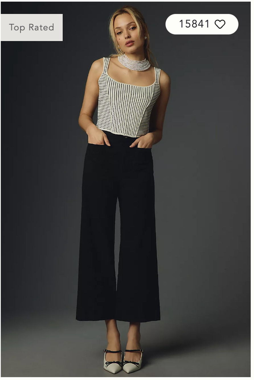 Anthropologie The Colette Cropped Wide-Leg Pants Magic Fabric 31